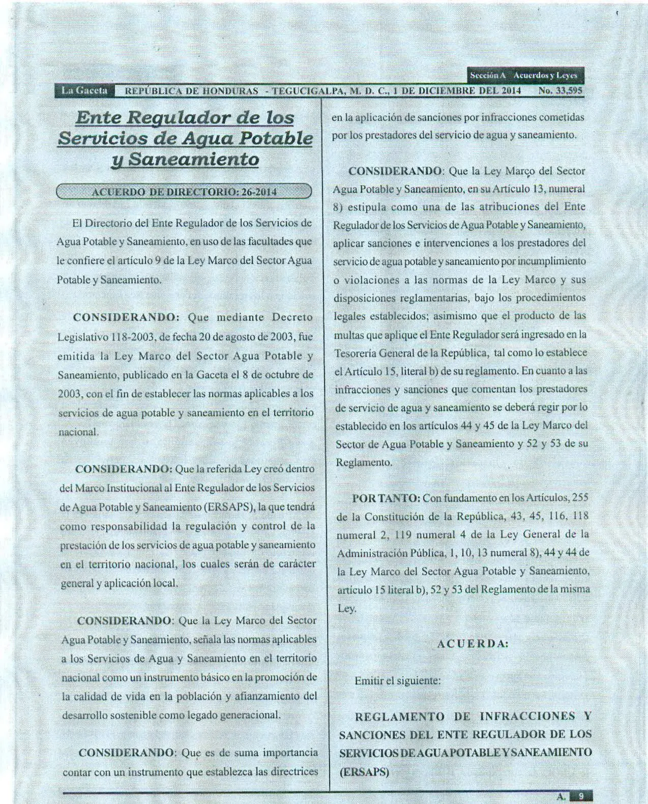 Reglamento infracciones y sanciones